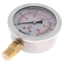 2.5" Stainless Steel Liquid Filled Gauge, (0-100 PSI)