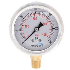 2.5" Stainless Steel Liquid Filled Gauge, (0-60 PSI)