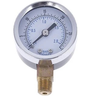 1/4" Male 0-30 PSI Back Mount Air Compressor Air Pressure Gauge